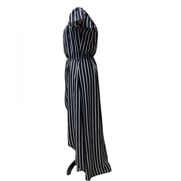Maxi/Romper (built in) B&W Striped High Low Romper/Dress Euc! - Picture 14 of 16